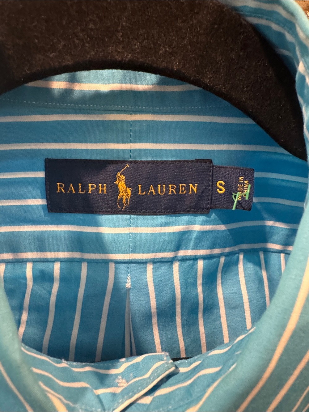 Ralph Lauren Blue and White Vertical Stripe Button-Down Shirt - Picture 3 of 4